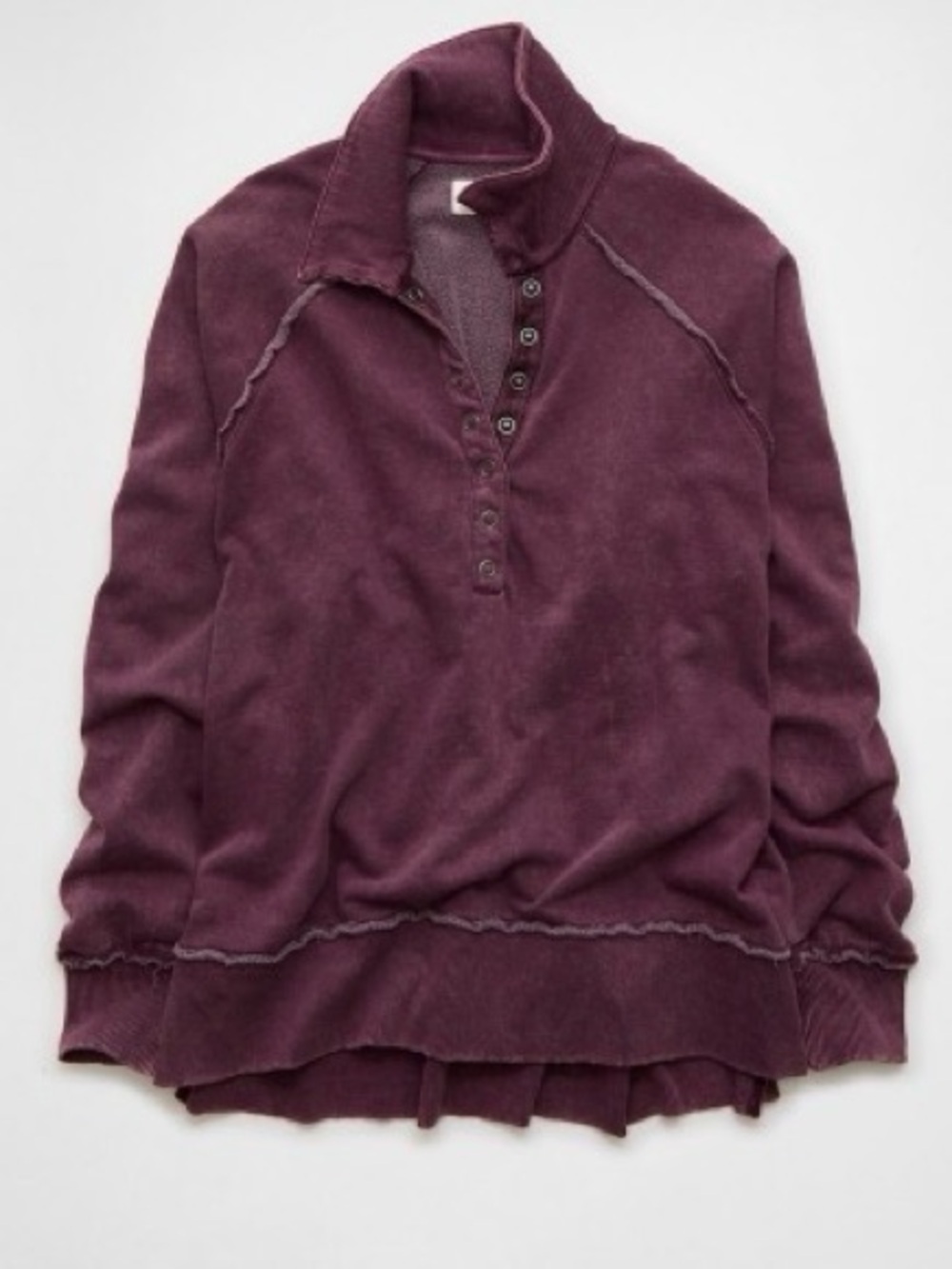 American Eagle Outfitters Washed Plum Henley Sweatshirt